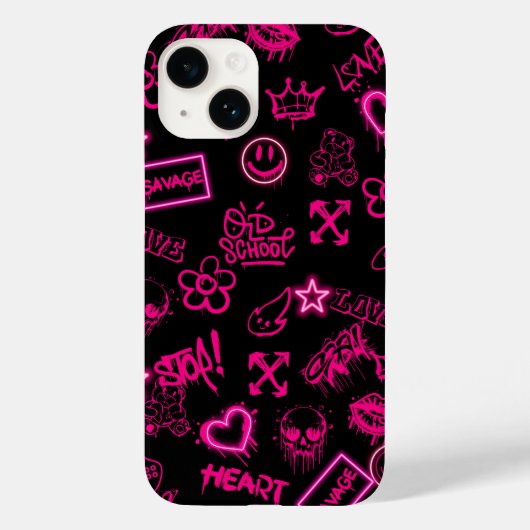 Coque iphone de graffiti rose Neon (Verso)