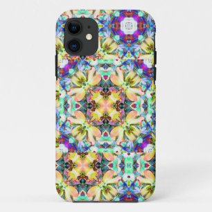 Coque iphone de kaléidoscope de quatre fleurs