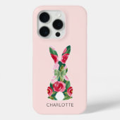 Coque iphone de lapin floral personnalisable (Verso)