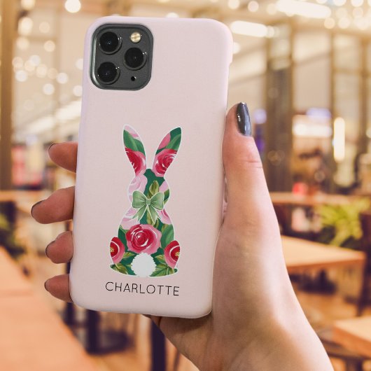 Coque iphone de lapin floral personnalisable