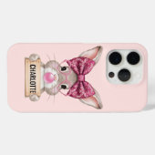 Coque iphone de lapin floral personnalisé (Verso (horizontal))