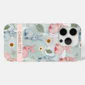 Coque iphone de lapin floral personnalisé (Verso (horizontal))