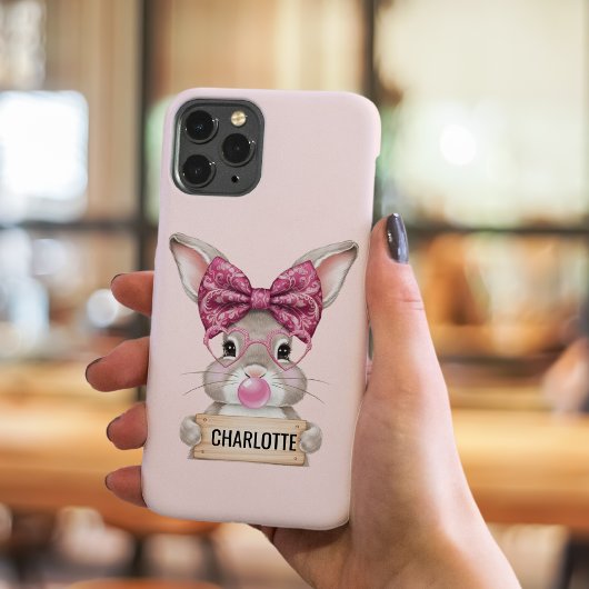 Coque iphone de lapin floral personnalisé