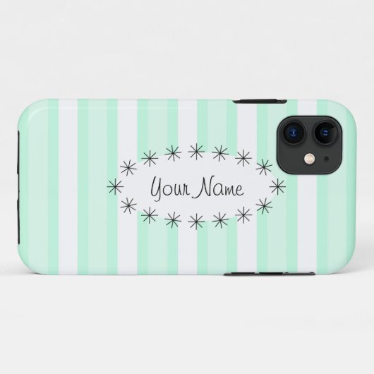 Coque iphone de l'étoile ovale Aqua Stripe (Dos (Horizontal))
