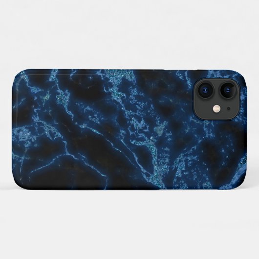 Coque iphone de marbre bleu (Dos (Horizontal))
