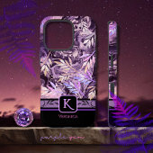 Coque iphone de Monogramme à la mode violet rose