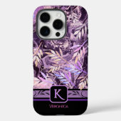 Coque iphone de Monogramme à la mode violet rose (Verso)