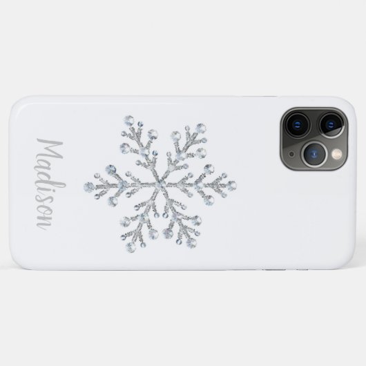 coque iphone de monogramme blanc étincelant (Dos (Horizontal))