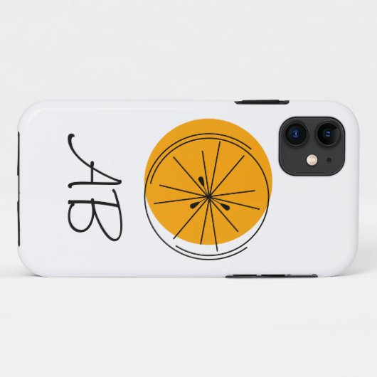 Coque iphone de monogramme d'agrumes oranges (Dos (Horizontal))