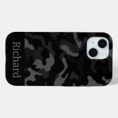 Coque iphone de monogramme de Camouflage noir (Verso (horizontal))