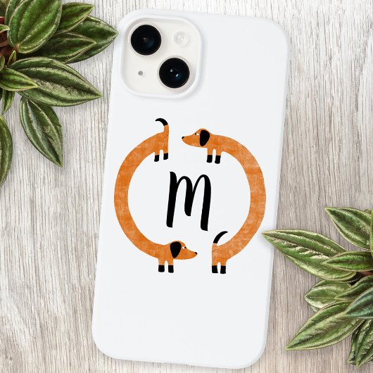 Coque iphone de monogramme de chien de saucisse Da