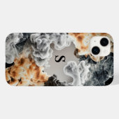 Coque iphone de monogramme de fumée (Verso (horizontal))