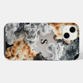 Coque iphone de monogramme de fumée (Verso Horizontal)
