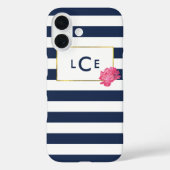 Coque iphone de monogramme de la marine et de pivo (Verso)