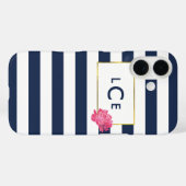Coque iphone de monogramme de la marine et de pivo (Verso (horizontal))