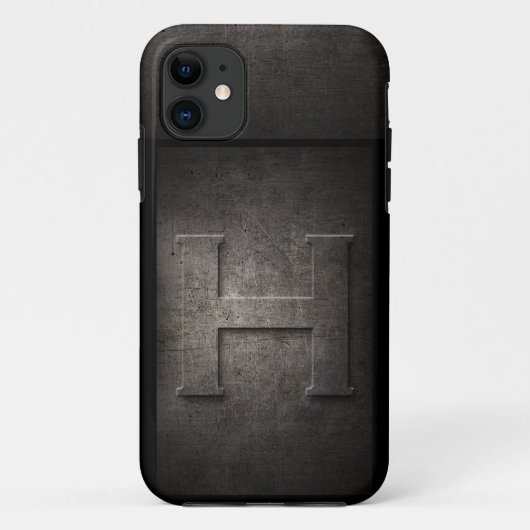Coque iphone de monogramme de métal de grunge (Dos)