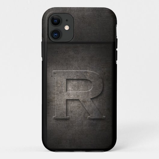 Coque iphone de monogramme de métal de grunge (Dos)