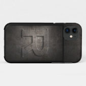 Coque iphone de monogramme de métal de grunge (Dos (Horizontal))