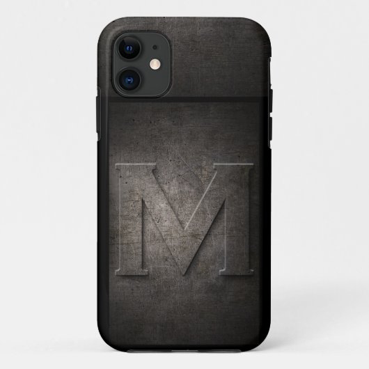 Coque iphone de monogramme de métal de grunge (Dos)