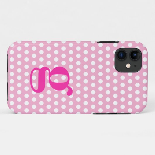 Coque iphone de monogramme de point rose (Dos (Horizontal))