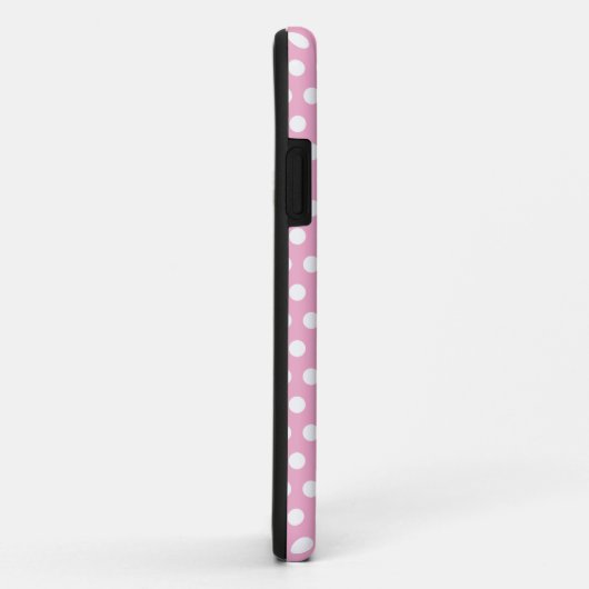 Coque iphone de monogramme de point rose (Dos/Droite)