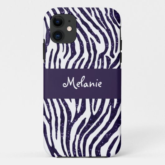 Coque iphone de monogramme de zèbre de parties (Dos)