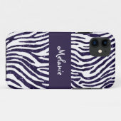 Coque iphone de monogramme de zèbre de parties (Dos (Horizontal))