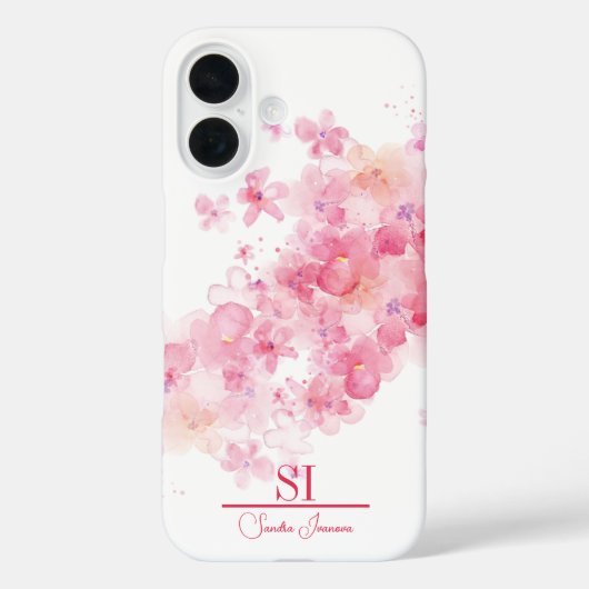 Coque iphone de monogramme floral personnalisé (Verso)