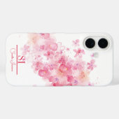 Coque iphone de monogramme floral personnalisé (Verso (horizontal))