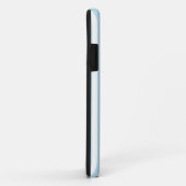 Coque iphone de monogramme personnalisé bleu rayé  (Dos/Droite)