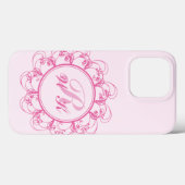 Coque iphone de monogramme rose (Verso (horizontal))