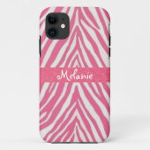 Coque iphone de monogramme rose chaud (Dos)
