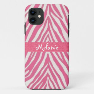Coque iphone de monogramme rose chaud