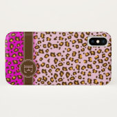 Coque iphone de monogramme rose poster de animal l (Dos (Horizontal))