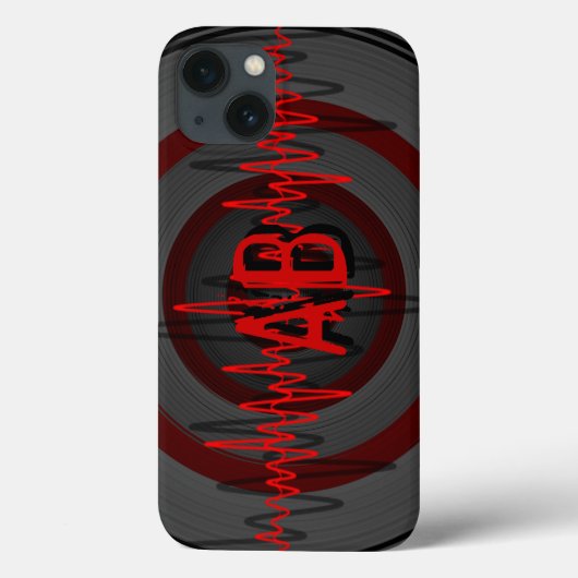 Coque iphone de monogramme Sound Red Dark (Verso)