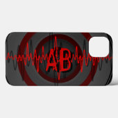 Coque iphone de monogramme Sound Red Dark (Verso (horizontal))