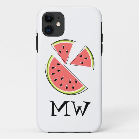 Coque iphone de morceaux de pastèque "Monogramme" (Dos)
