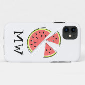 Coque iphone de morceaux de pastèque "Monogramme" (Dos (Horizontal))