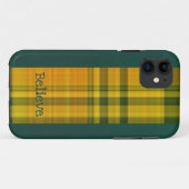 Coque iphone de motif plaid vert jaune (Dos (Horizontal))