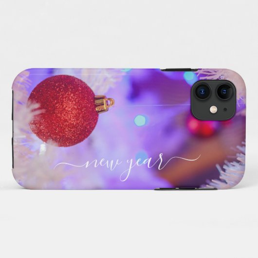 Coque iphone de Noël rouge Bauble (Dos (Horizontal))