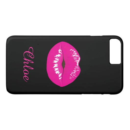 Coque iphone de noir de monogramme de nom de (Dos (Horizontal))