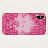 Coque iphone de nom de short de rose de damassé (Dos (Horizontal))