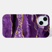 Coque iphone de nom personnalisé Agate Purple Gold (Verso (horizontal))