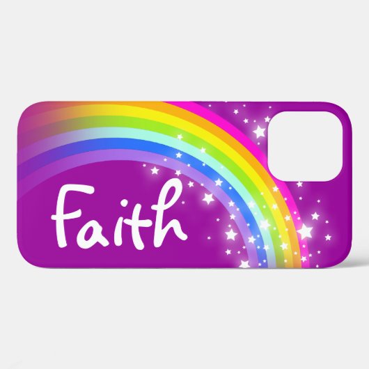 Coque iphone de nom personnalisé Rainbow violet (Verso (horizontal))