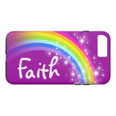Coque iphone de nom personnalisé Rainbow violet (Dos (Horizontal))