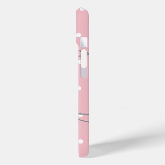 Coque iphone de nom Polka Dot rose et gris (Verso / Gauche)