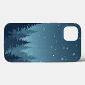 Coque iphone de nuit de la forêt d'hiver (Verso (horizontal))