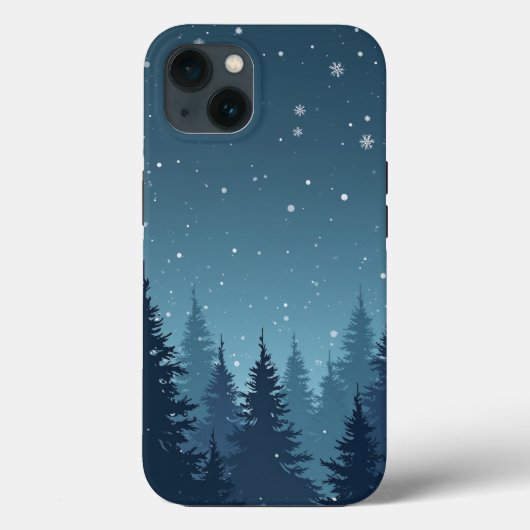 Coque iphone de nuit de la forêt d'hiver (Verso)