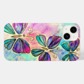 Coque iphone de papillons rose pourpre (Verso (horizontal))