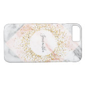 Coque iphone de Parties scintillant en marbre doré (Dos (Horizontal))